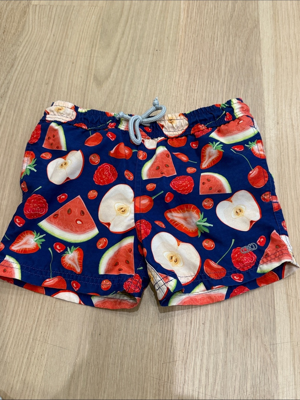 H&M Blue Swim Trunks with Red Fruit Print